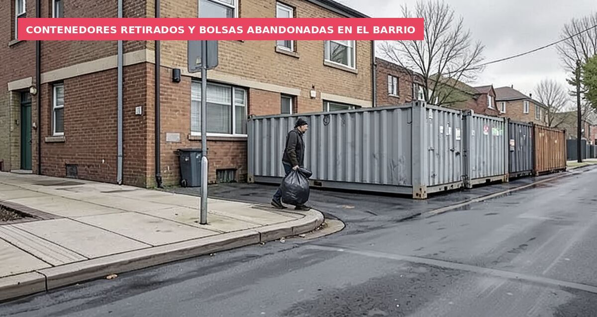 Contenedores retirados y bolsas abandonadas en el barrio
