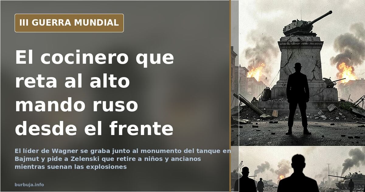 Prigozhin pasea junto al monumento del tanque en plena línea de fuego de Bajmut
