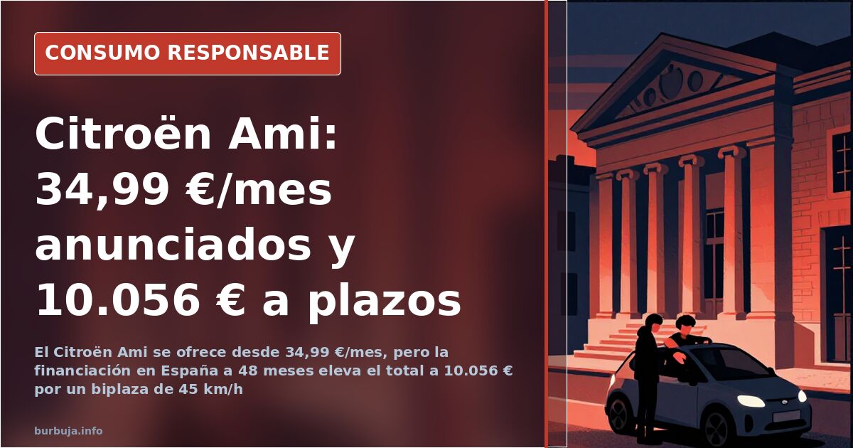 Citroën Ami: 34,99 €/mes anunciados y 10.056 € a plazos en España