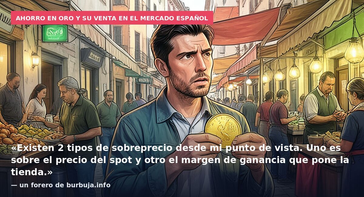 Ahorro en oro y su venta en el mercado español: «Existen 2 tipos de sobreprecio desde mi punto de vista. Uno es sobre el precio del spot y otro el margen de ganancia que pone la tienda.» — un forero de burbuja.info