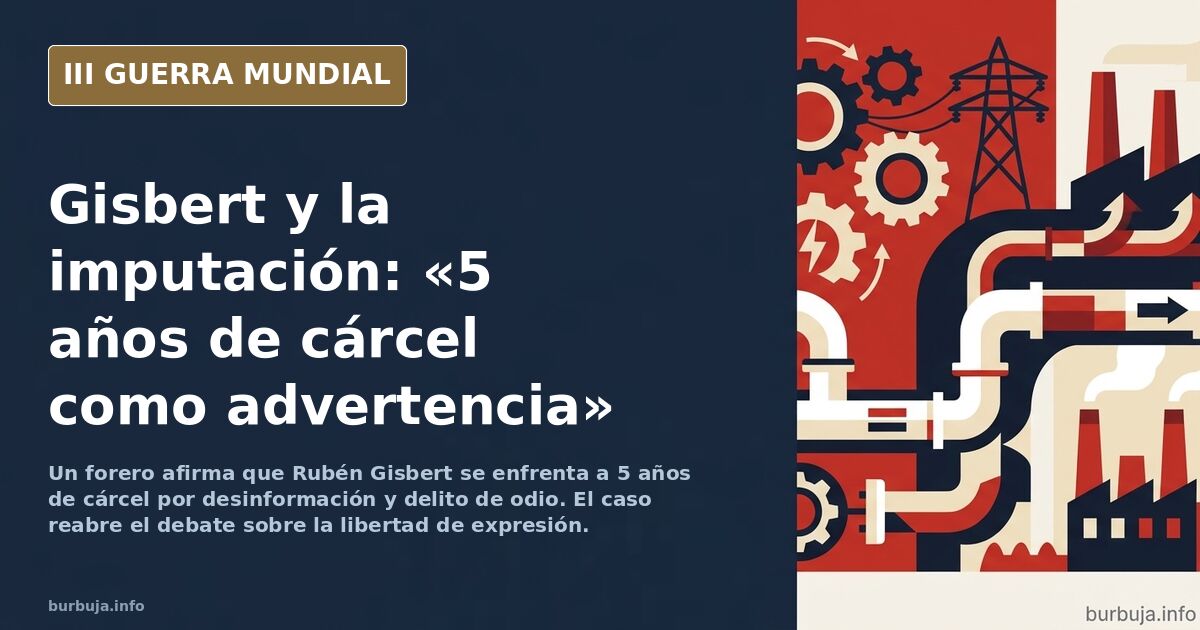 Ilustración documental desaturada de un tribunal con siluetas y mapas, simbolizando la imputación de Rubén Gisbert por desinf