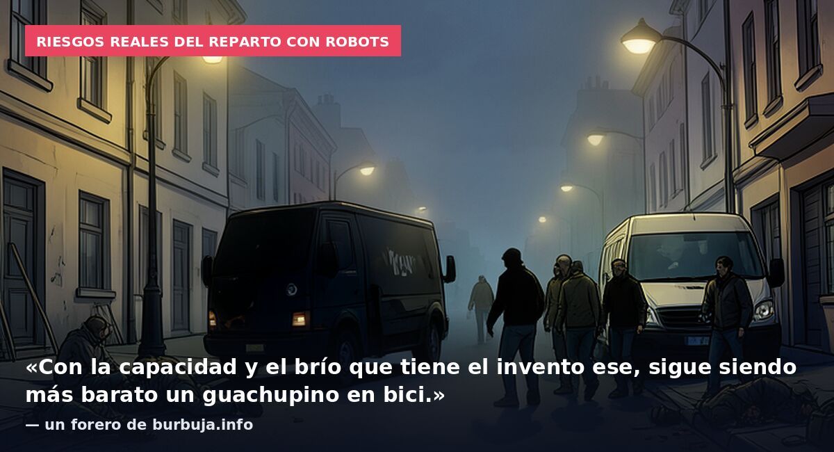 Riesgos reales del reparto con robots: «Con la capacidad y el brío que tiene el invento ese, sigue siendo más barato un guachupino en bici.» — un forero de burbuja.info