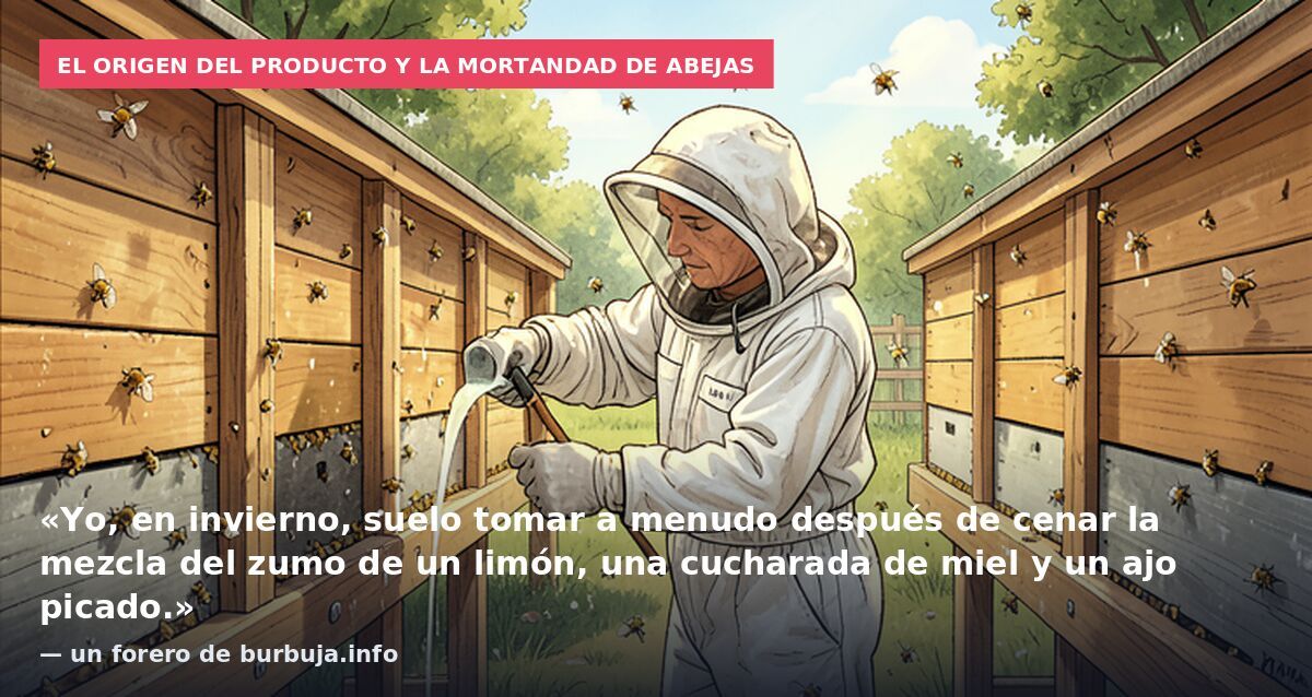 El origen del producto y la mortandad de abejas: «Yo, en invierno, suelo tomar a menudo después de cenar la mezcla del zumo de un limón, una cucharada de miel y un ajo picado.» — un forero de burbuja.info