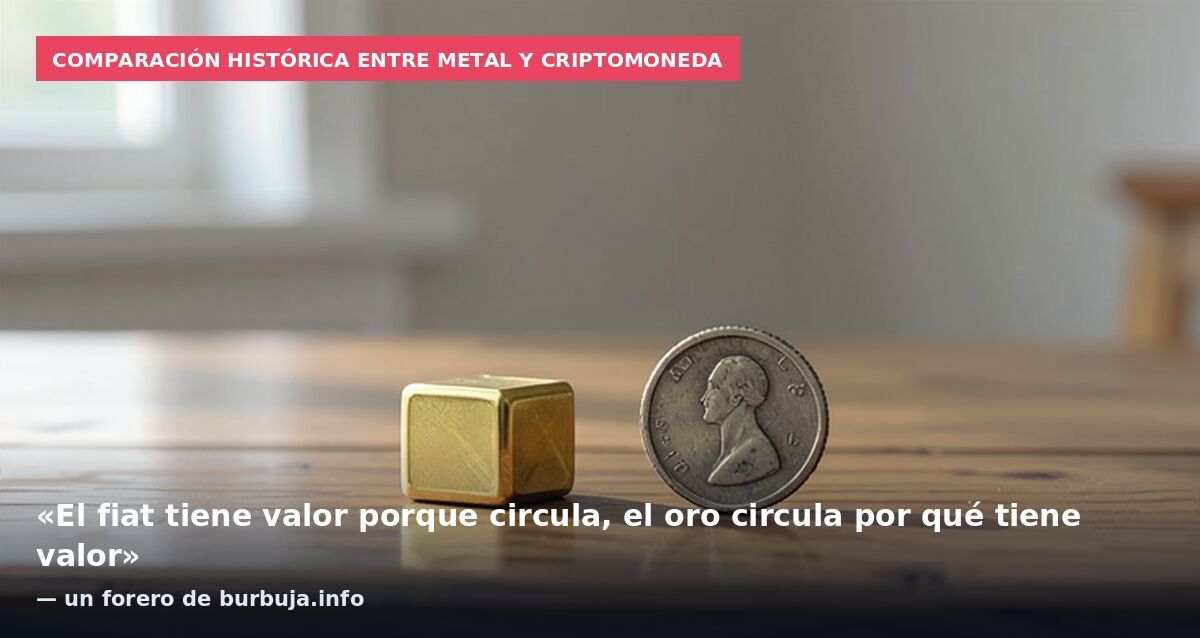 Comparación histórica entre metal y criptomoneda: «El fiat tiene valor porque circula, el oro circula por qué tiene valor» — un forero de burbuja.info