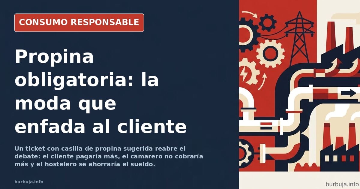 Ticket de restaurante español con una línea de propina sugerida y un bolígrafo sobre la mesa