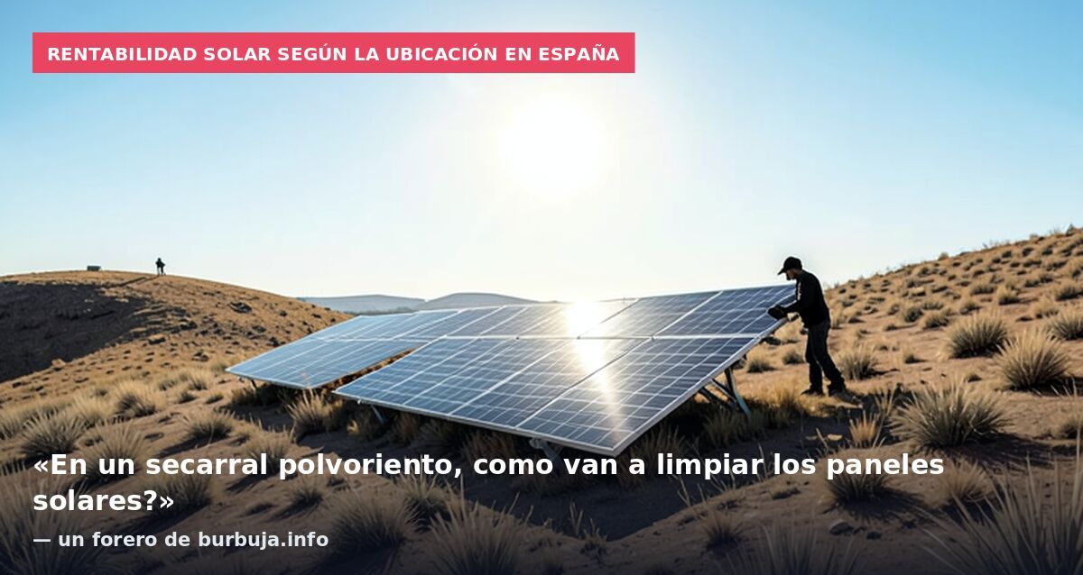 Rentabilidad solar según la ubicación en España: «En un secarral polvoriento, como van a limpiar los paneles solares?» — un forero de burbuja.info