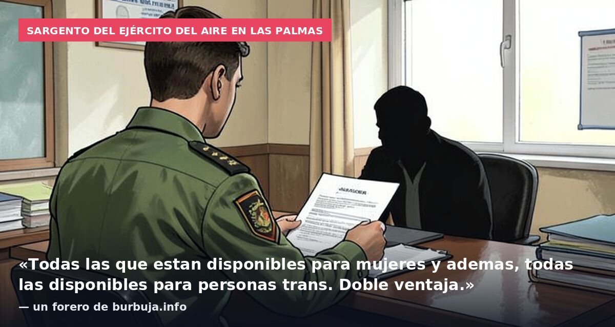 Sargento del Ejército del Aire en Las Palmas: «Todas las que estan disponibles para mujeres y ademas, todas las disponibles para personas trans. Doble ventaja.» — un forero de burbuja.info