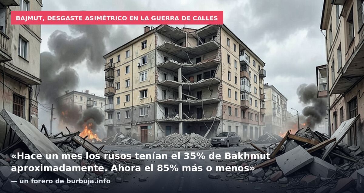 Bajmut, desgaste asimétrico en la guerra de calles: «Hace un mes los rusos tenían el 35% de Bakhmut aproximadamente. Ahora el 85% más o menos» — un forero de burbuja.info