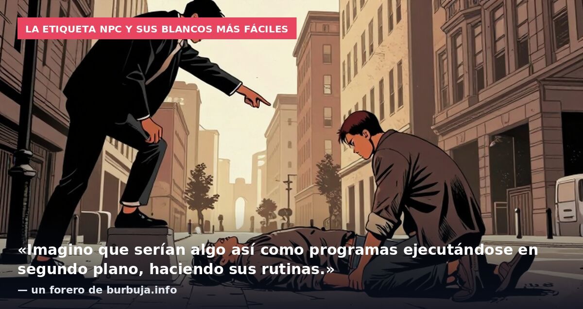 La etiqueta NPC y sus blancos más fáciles: «Imagino que serían algo así como programas ejecutándose en segundo plano, haciendo sus rutinas.» — un forero de burbuja.info