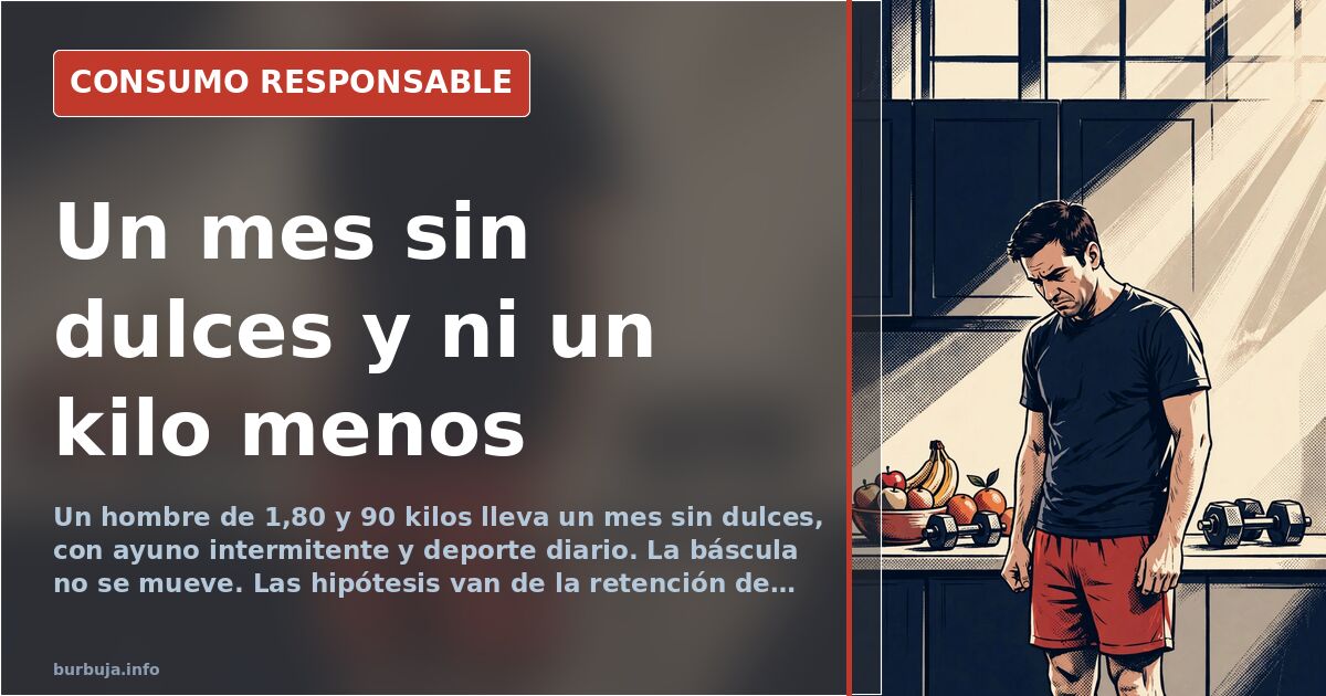 Báscula digital de baño mostrando el mismo peso tras un mes de dieta y ejercicio para adelgazar
