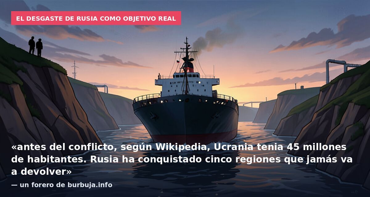 El desgaste de Rusia como objetivo real: «antes del conflicto, según Wikipedia, Ucrania tenia 45 millones de habitantes. Rusia ha conquistado cinco regiones que jamás va a devolver» — un forero de burbuja.info