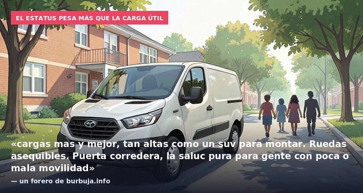 El estatus pesa más que la carga útil: «cargas mas y mejor, tan altas como un suv para montar. Ruedas asequibles. Puerta corredera, la saluc pura para gente con poca o mala movilidad» — un forero de burbuja.info