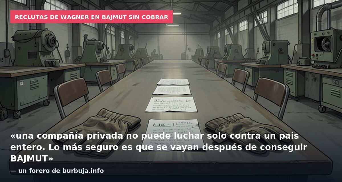 Reclutas de Wagner en Bajmut sin cobrar: «una compañía privada no puede luchar solo contra un pais entero. Lo más seguro es que se vayan después de conseguir BAJMUT» — un forero de burbuja.info