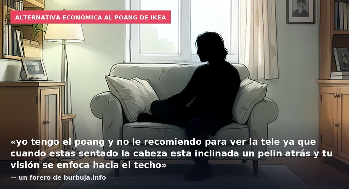 Alternativa económica al Poang de Ikea: «yo tengo el poang y no le recomiendo para ver la tele ya que cuando estas sentado la cabeza esta inclinada un pelin atrás y tu visión se enfoca hacia el techo» — un forero de burbuja.info