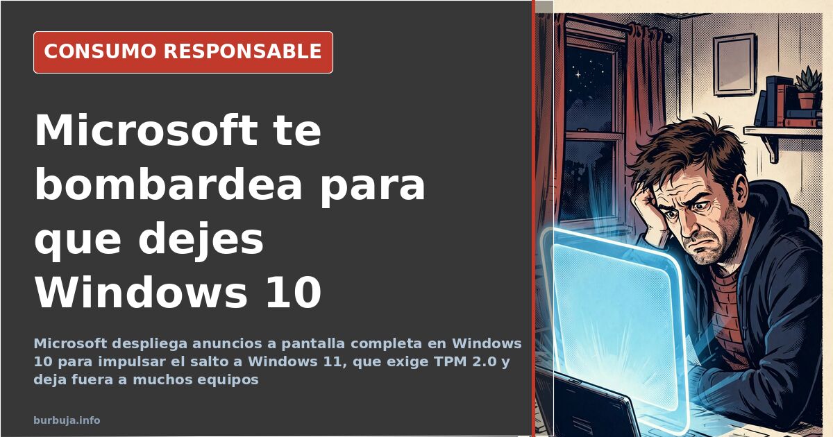 Ventana emergente de actualización a Windows 11 sobre el escritorio de un ordenador que aún ejecuta Windows 10