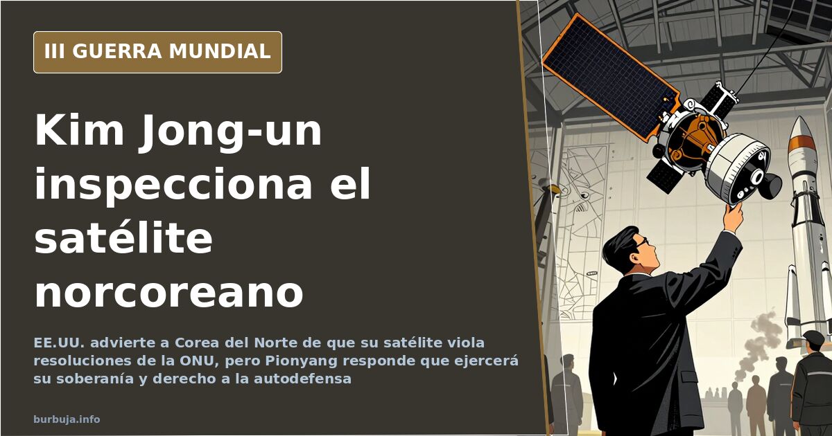 Silueta de un cohete norcoreano en una base de lanzamiento con un mapa de la península de Corea al fondo y columnas de humo l