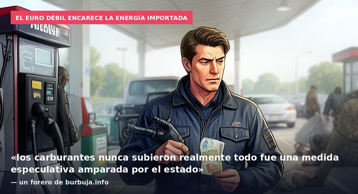 El euro débil encarece la energía importada: «los carburantes nunca subieron realmente todo fue una medida especulativa amparada por el estado» — un forero de burbuja.info