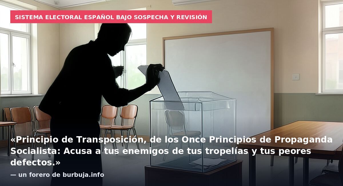 Sistema electoral español bajo sospecha y revisión: «Principio de Transposición, de los Once Principios de Propaganda Socialista: Acusa a tus enemigos de tus tropelías y tus peores defectos.» — un forero de burbuja.info