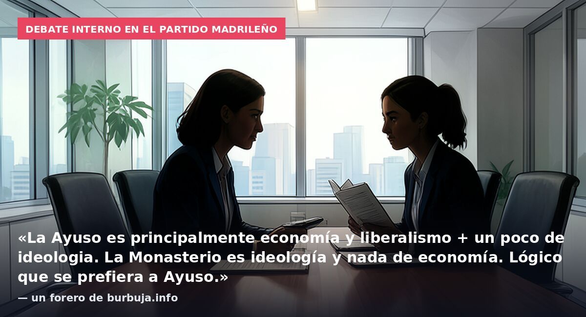 Debate interno en el partido madrileño: «La Ayuso es principalmente economía y liberalismo + un poco de ideologia. La Monasterio es ideología y nada de economía. Lógico que se prefiera a Ayuso.» — un forero de burbuja.info