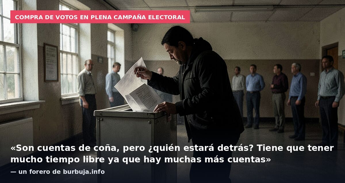 Compra de votos en plena campaña electoral: «Son cuentas de coña, pero ¿quién estará detrás? Tiene que tener mucho tiempo libre ya que hay muchas más cuentas» — un forero de burbuja.info