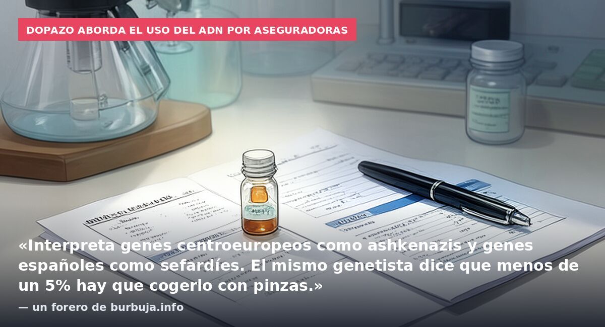 Dopazo aborda el uso del ADN por aseguradoras: «Interpreta genes centroeuropeos como ashkenazis y genes españoles como sefardíes. El mismo genetista dice que menos de un 5% hay que cogerlo con pinzas.» — un forero de burbuja.info
