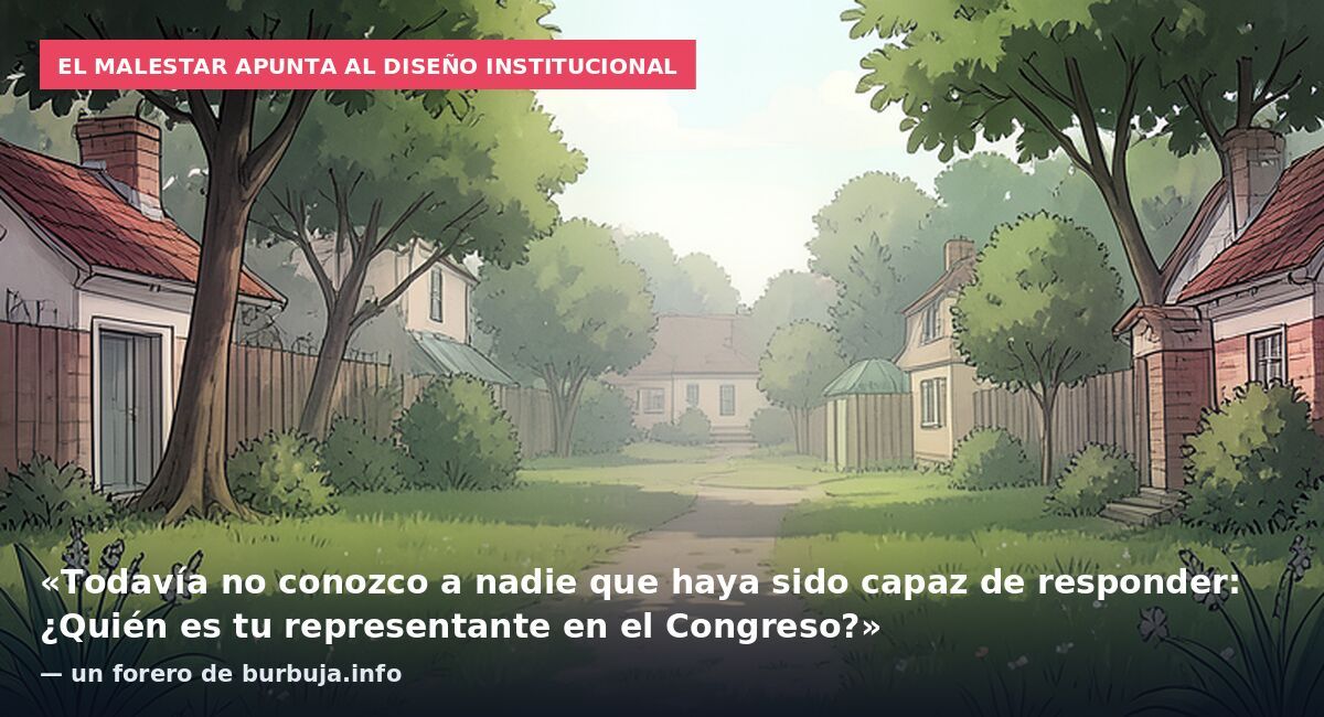 El malestar apunta al diseño institucional: «Todavía no conozco a nadie que haya sido capaz de responder: ¿Quién es tu representante en el Congreso?» — un forero de burbuja.info