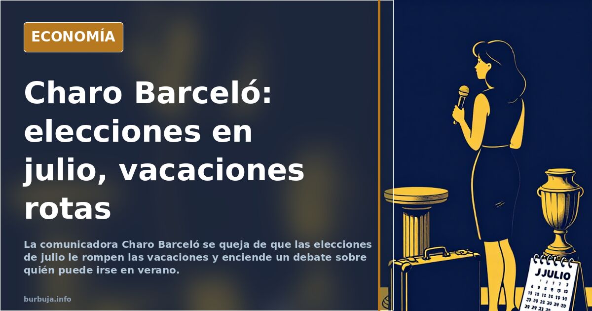 La comunicadora Charo Barceló en una intervención, con el calendario electoral de julio de fondo