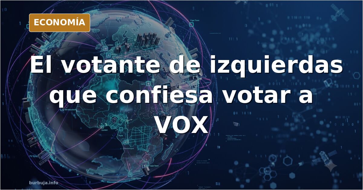 Una urna y dos papeletas enfrentadas sobre una mesa, ilustración editorial sobre el votante de izquierdas que vota a VOX