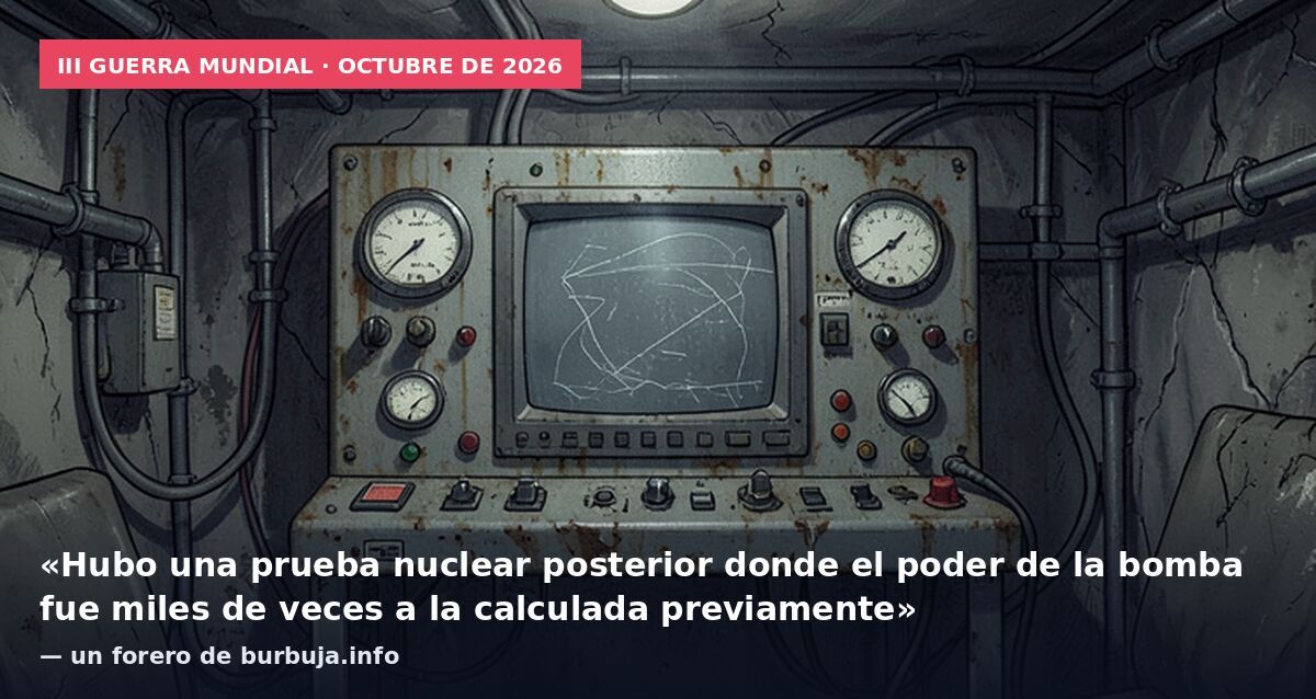 III Guerra Mundial · octubre de 2026: «Hubo una prueba nuclear posterior donde el poder de la bomba fue miles de veces a la calculada previamente» — un forero de burbuja.info