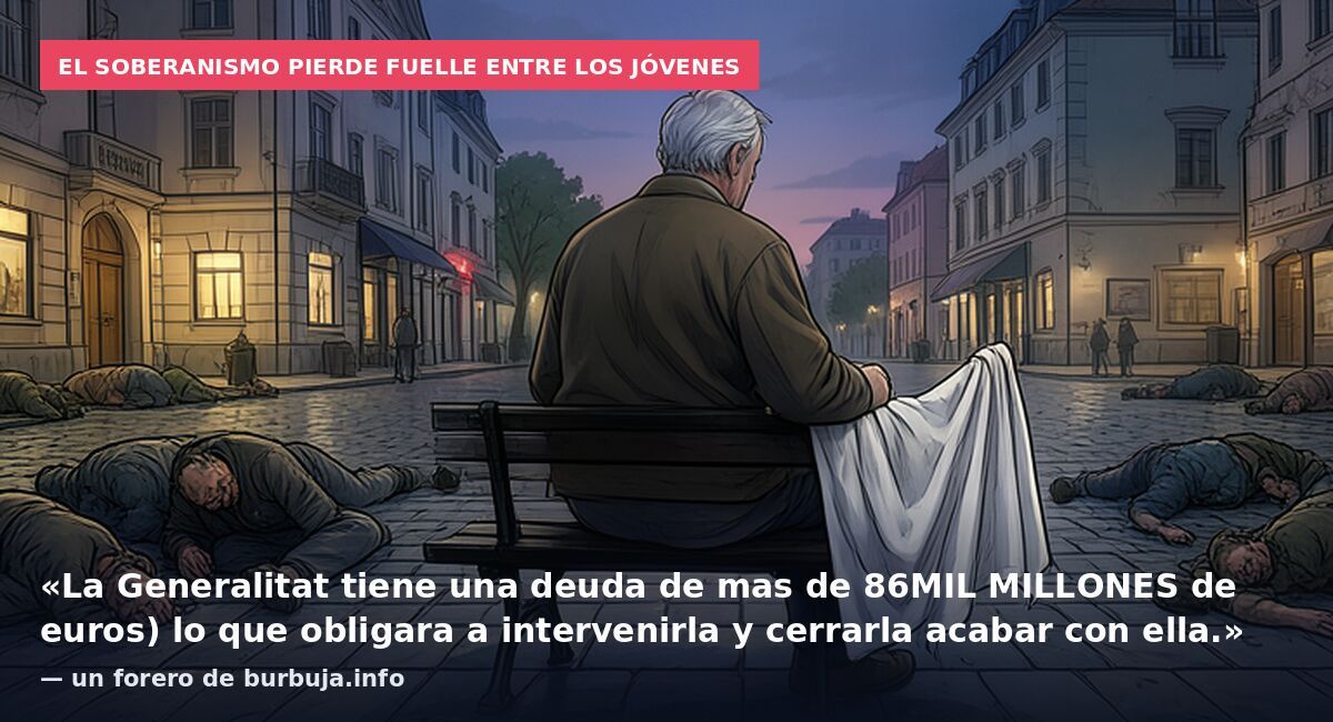 El soberanismo pierde fuelle entre los jóvenes: «La Generalitat tiene una deuda de mas de 86MIL MILLONES de euros) lo que obligara a intervenirla y cerrarla acabar con ella.» — un forero de burbuja.info