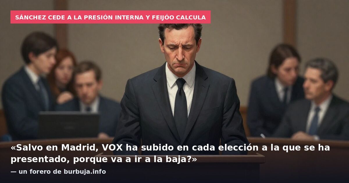 Sánchez cede a la presión interna y Feijóo calcula: «Salvo en Madrid, VOX ha subido en cada elección a la que se ha presentado, porque va a ir a la baja?» — un forero de burbuja.info