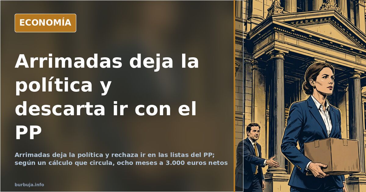 Dirigente política ante un atril vacío con banderas al fondo, ilustración sobre la salida de Inés Arrimadas de la política