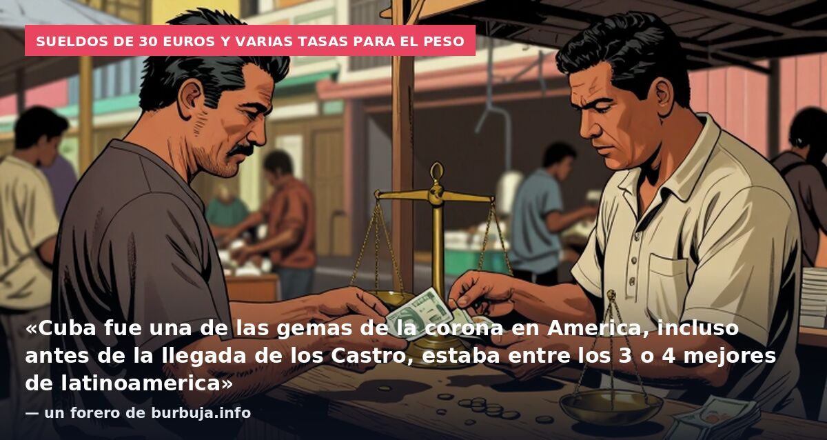 Sueldos de 30 euros y varias tasas para el peso: «Cuba fue una de las gemas de la corona en America, incluso antes de la llegada de los Castro, estaba entre los 3 o 4 mejores de latinoamerica» — un forero de burbuja.info