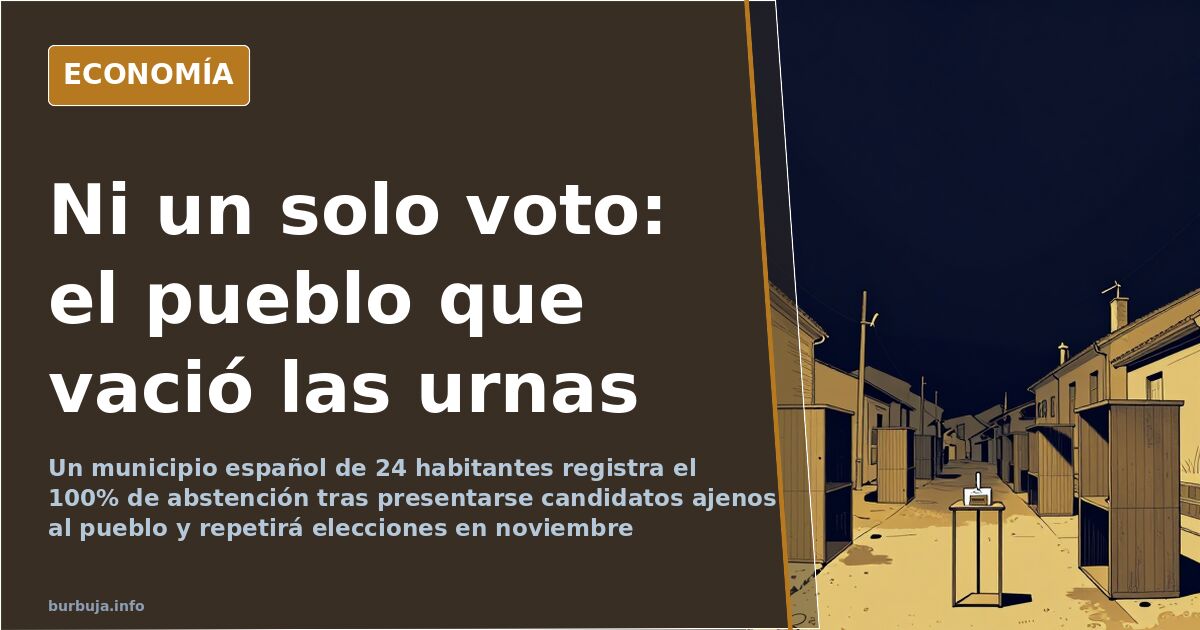 Urna electoral vacía en un pequeño municipio español que registró el 100% de abstención en las elecciones