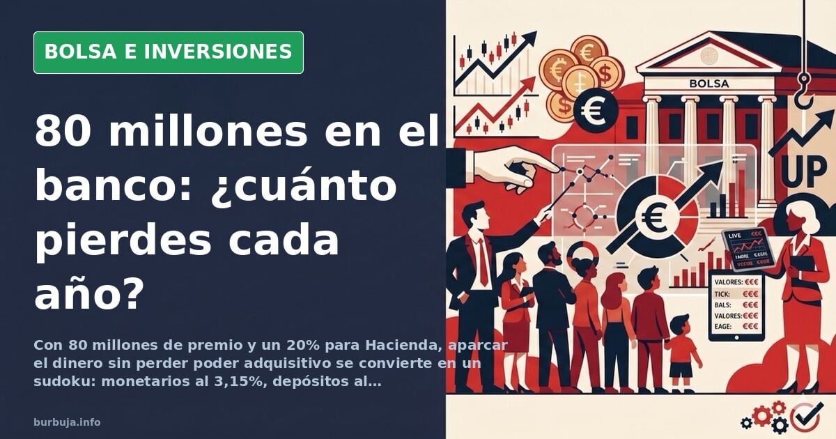 Gráfico de velas japonesas en terminal financiera con fondo oscuro y cifras de rentabilidad para aparcar un premio de lotería