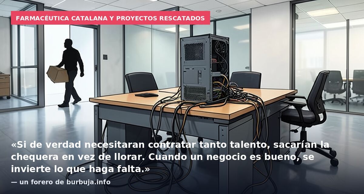 Farmacéutica catalana y proyectos rescatados: «Si de verdad necesitaran contratar tanto talento, sacarían la chequera en vez de llorar. Cuando un negocio es bueno, se invierte lo que haga falta.» — un forero de burbuja.info