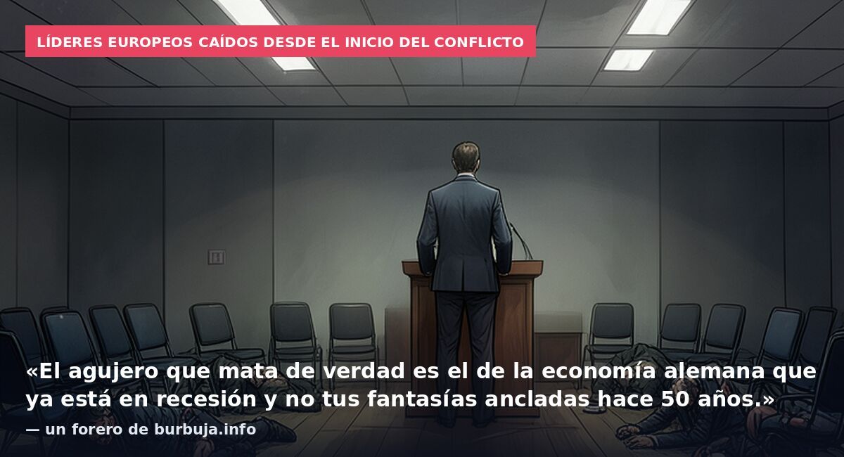 Líderes europeos caídos desde el inicio del conflicto: «El agujero que mata de verdad es el de la economía alemana que ya está en recesión y no tus fantasías ancladas hace 50 años.» — un forero de burbuja.info