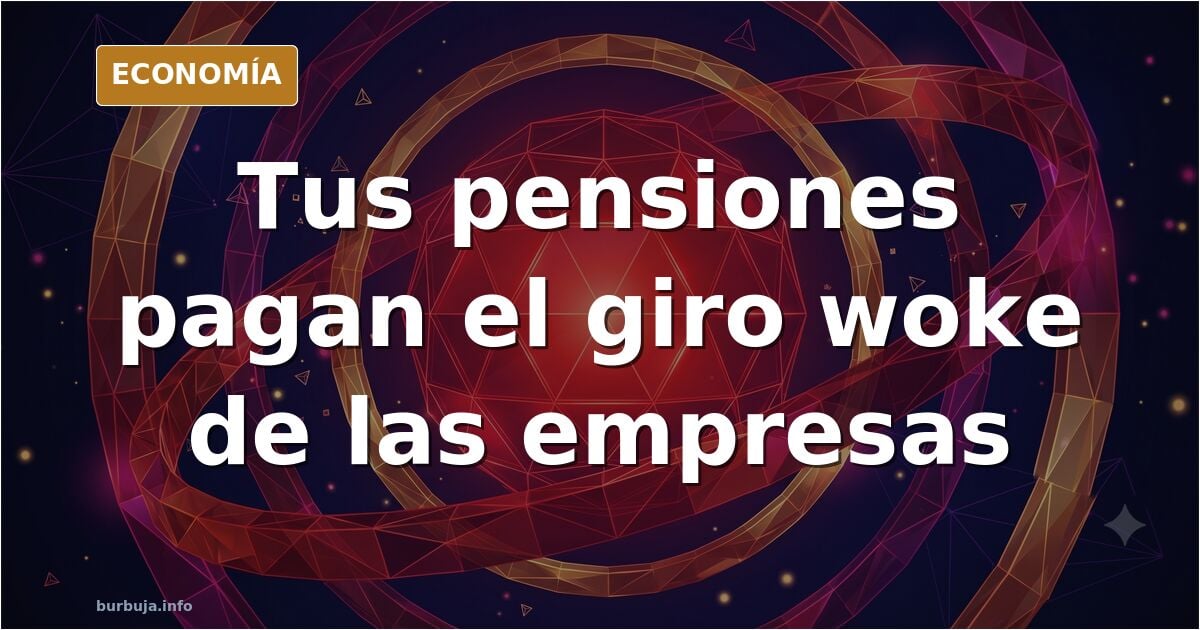 Ilustración editorial de un edificio financiero con columnas y una bandera ondeando, símbolo de la presión ESG sobre las empr