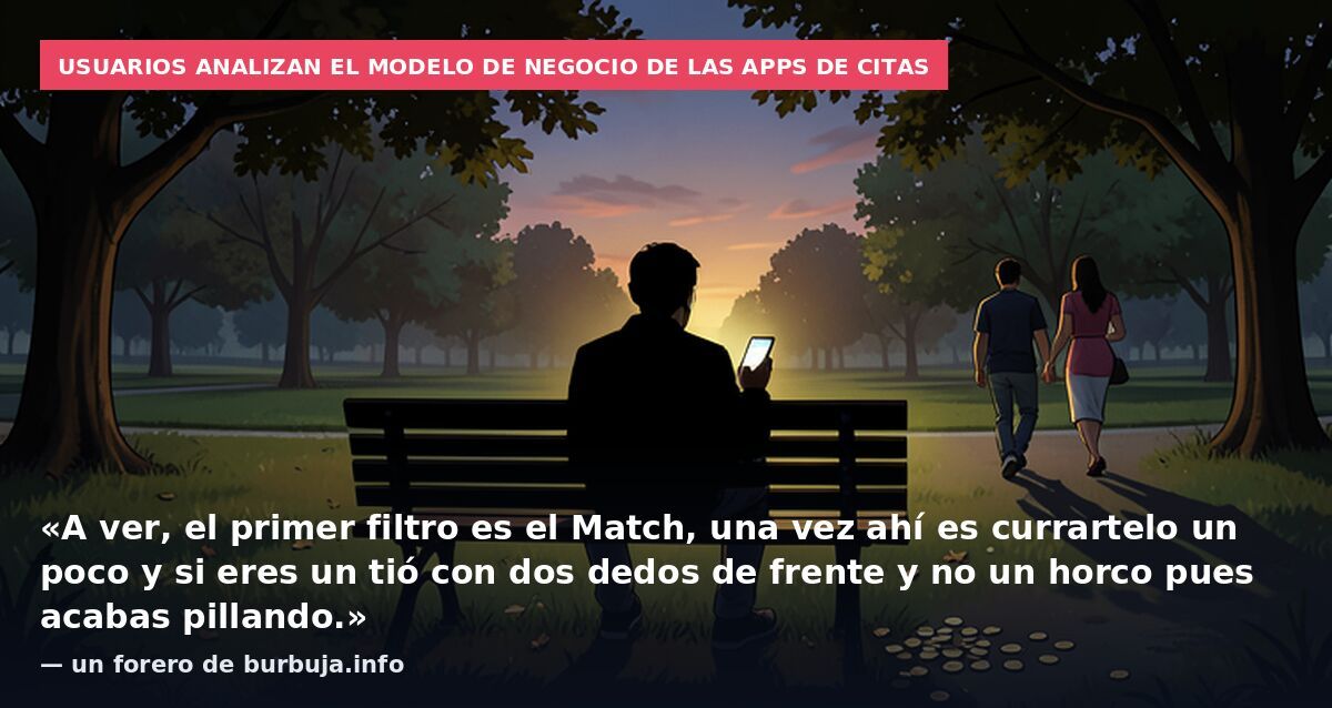 Usuarios analizan el modelo de negocio de las apps de citas: «A ver, el primer filtro es el Match, una vez ahí es currartelo un poco y si eres un tió con dos dedos de frente y no un horco pues acabas pillando.» — un forero de burbuja.info