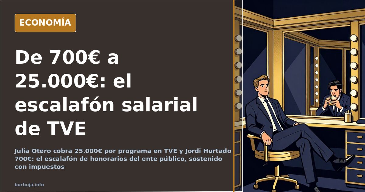 Comparativa de honorarios por programa en TVE, de los 25.000 euros de Julia Otero a los 700 de Jordi Hurtado