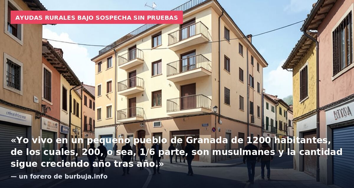 Ayudas rurales bajo sospecha sin pruebas: «Yo vivo en un pequeño pueblo de Granada de 1200 habitantes, de los cuales, 200, o sea, 1/6 parte, son musulmanes y la cantidad sigue creciendo año tras año.» — un forero de burbuja.info