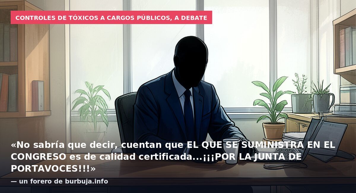Controles de tóxicos a cargos públicos, a debate: «No sabría que decir, cuentan que EL QUE SE SUMINISTRA EN EL CONGRESO es de calidad certificada...¡¡¡POR LA JUNTA DE PORTAVOCES!!!» — un forero de burbuja.info