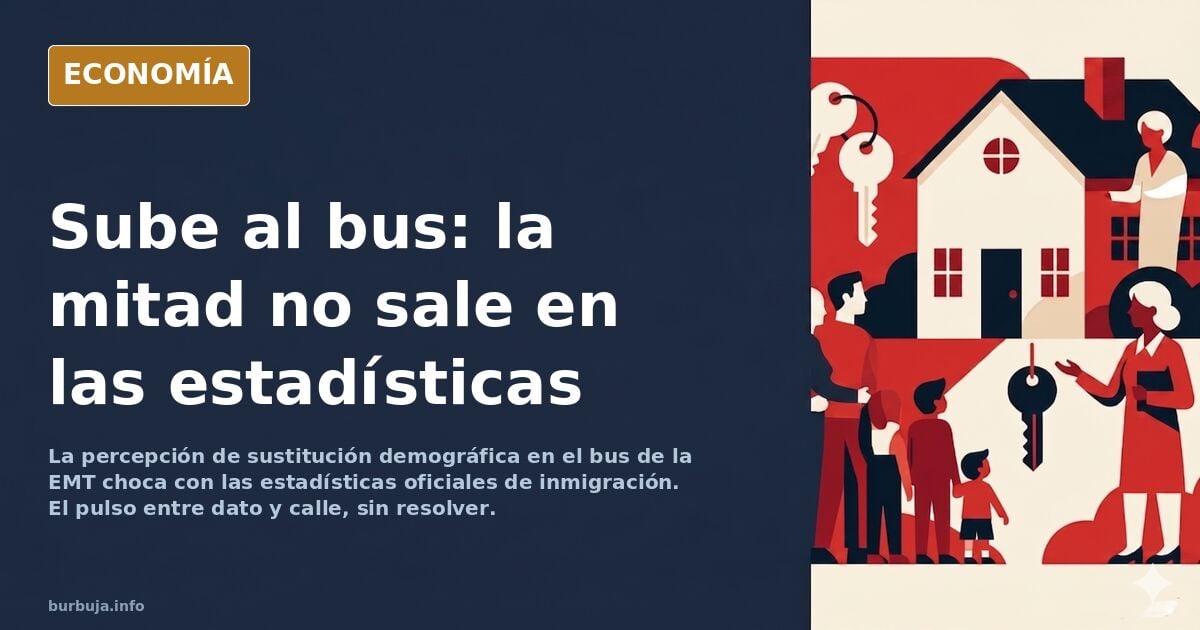 Autobús urbano de la EMT de Valencia en hora punta con viajeros de pie, imagen ilustrativa del debate sobre inmigración y tra