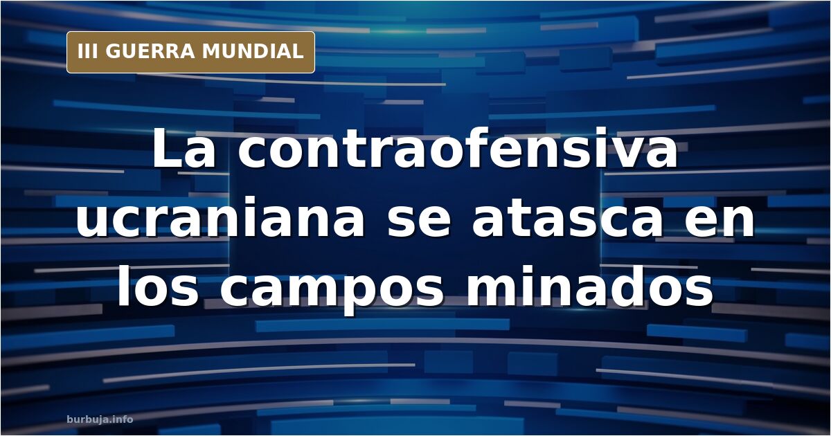 Silueta de carros de combate y vehículos blindados en un campo minado con humo lejano en el horizonte de la guerra de Ucrania