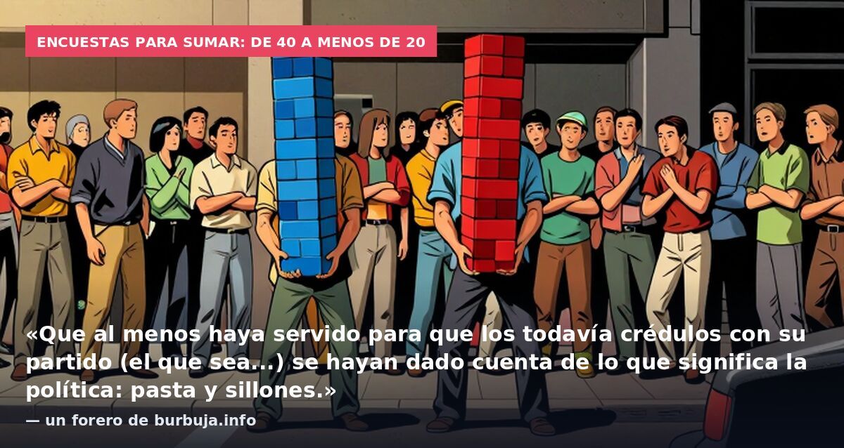 Encuestas para Sumar: de 40 a menos de 20: «Que al menos haya servido para que los todavía crédulos con su partido (el que sea...) se hayan dado cuenta de lo que significa la política: pasta y sillones.» — un forero de burbuja.info
