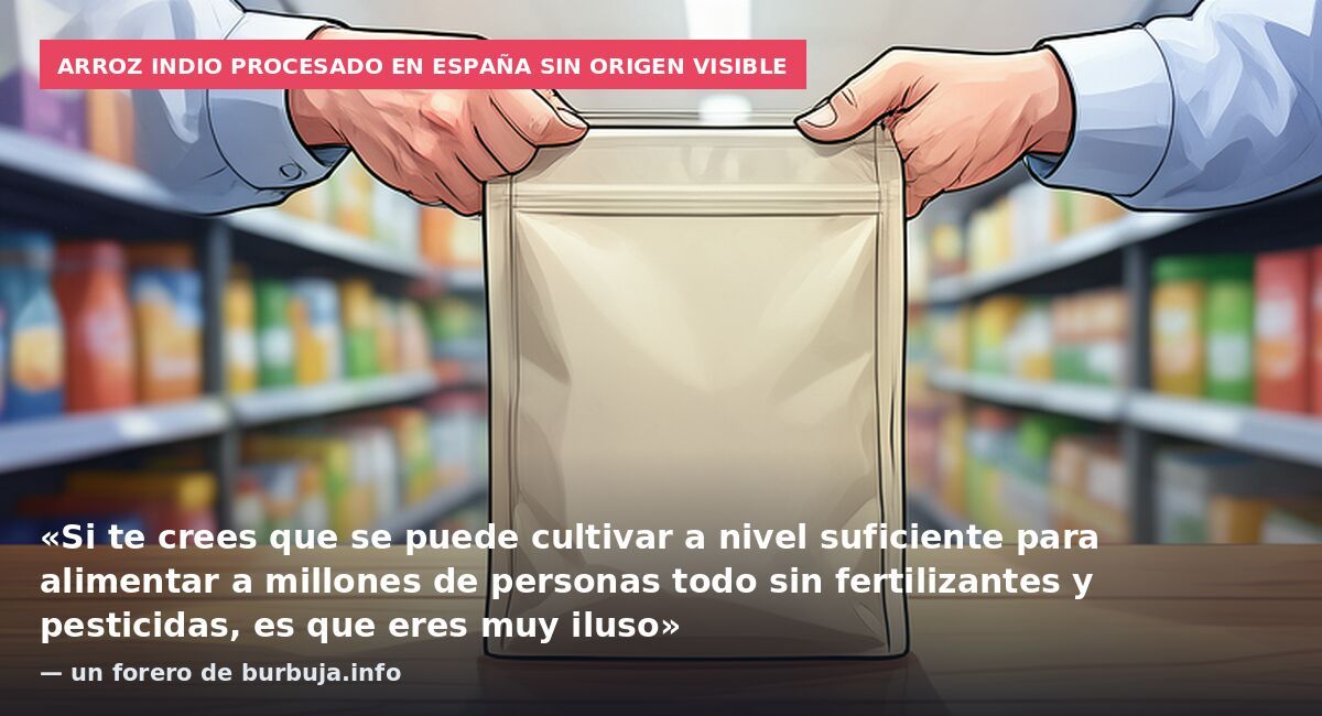 Arroz indio procesado en España sin origen visible: «Si te crees que se puede cultivar a nivel suficiente para alimentar a millones de personas todo sin fertilizantes y pesticidas, es que eres muy iluso» — un forero de burbuja.info