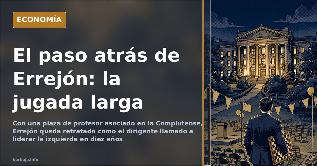Ilustración editorial de Íñigo Errejón de perfil ante un tablero de ajedrez, en tonos azul marino y dorado