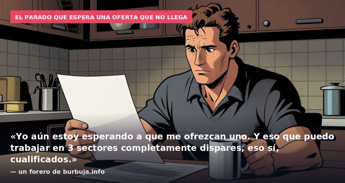 El parado que espera una oferta que no llega: «Yo aún estoy esperando a que me ofrezcan uno. Y eso que puedo trabajar en 3 sectores completamente dispares, eso sí, cualificados.» — un forero de burbuja.info