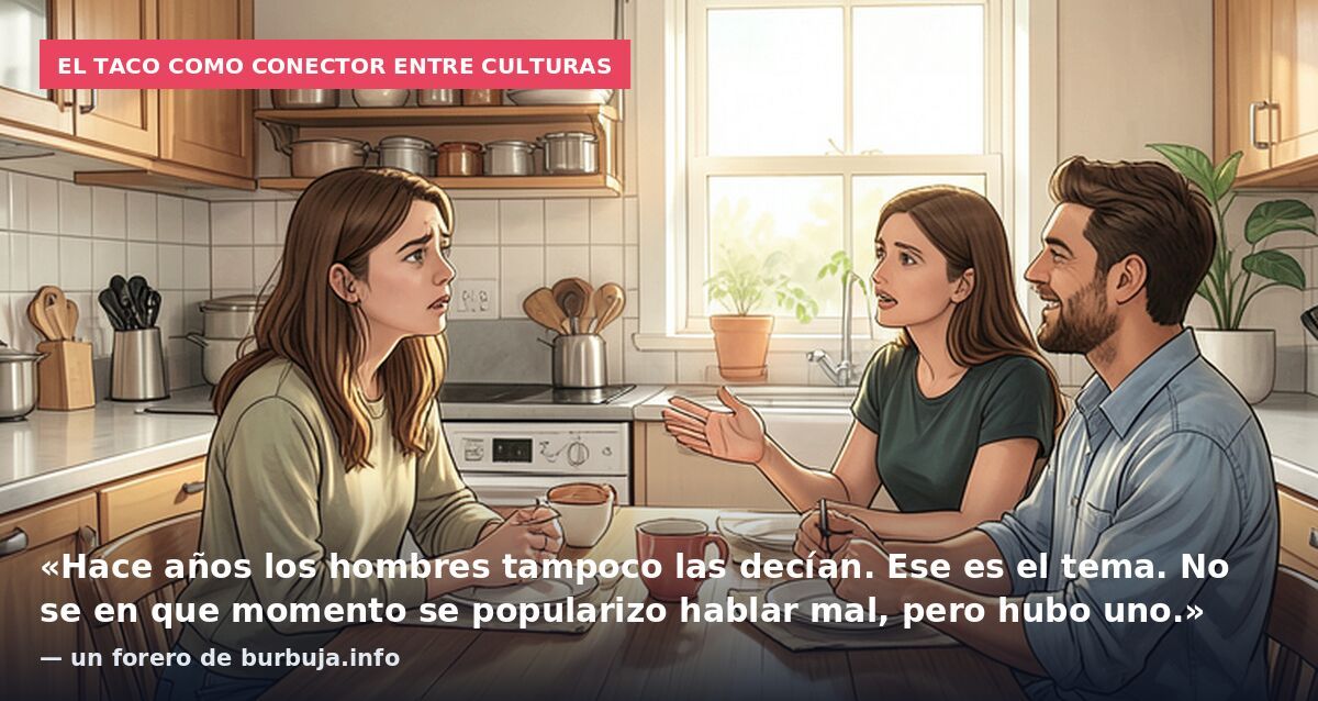 El taco como conector entre culturas: «Hace años los hombres tampoco las decían. Ese es el tema. No se en que momento se popularizo hablar mal, pero hubo uno.» — un forero de burbuja.info