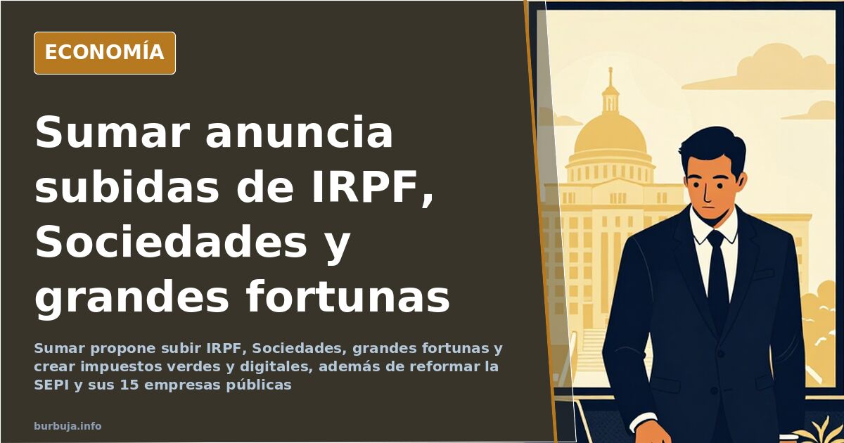 Propuesta fiscal de Sumar: subidas de IRPF, Sociedades y grandes fortunas